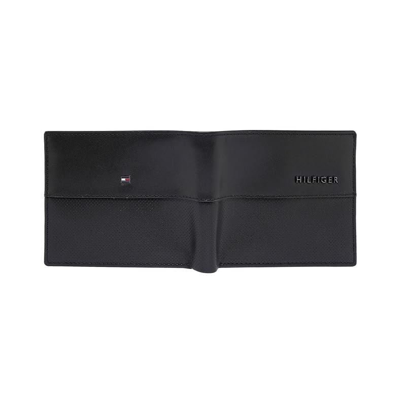 Image of Tommy Hilfiger Men Leather RFID Protected Tuxtla Slimfold Wallet - Black, No. of Card Slot: 8