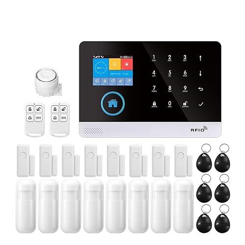 Home Security Systems WIFI GSM Wireless Smart Burglar Security Alarm System DIY Kit With Door Sensor And PIR Motion Sensor Work(M)