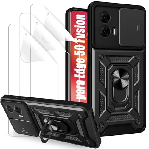 La Mejor Selección de Láminas para fundir favoritos de las personas. 45 NIAWEA Funda para Motorola Moto Edge 50 Fusion + 3pzs Mica Protector de Pantalla,con Ventana Deslizante de PC,Lámina de Hierro Magnética,Soporte Invisible,TPU+PC,Accesorios para...