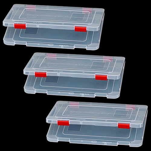 Image of Livzing Plastic Portable File Folder Case | Transparent Documents Lockable Boxes for A4 Sheet, Photos, Magazines, Cards | Portable organizer for Envelopes, Certificates | Office Supplies-Pack of 3