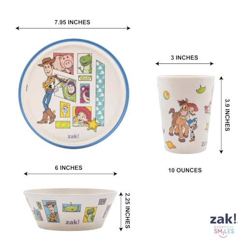 Image of Zak Designs Disney Toy Story Kids Dinnerware Plate Bowl & Tumbler, 3-Piece