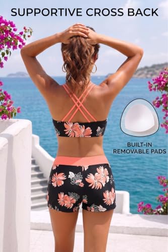 Image of Holipick 3 Piece Tankini Swimsuits for Women Tummy Control Bathing Suits Swim Tank Top with Bra Boy Shorts Teen Swimwear 2026