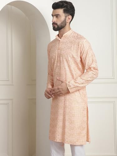 Image of SOJANYA (Since 1958 Men's Cotton Embroidered Printed Only Long Kurta