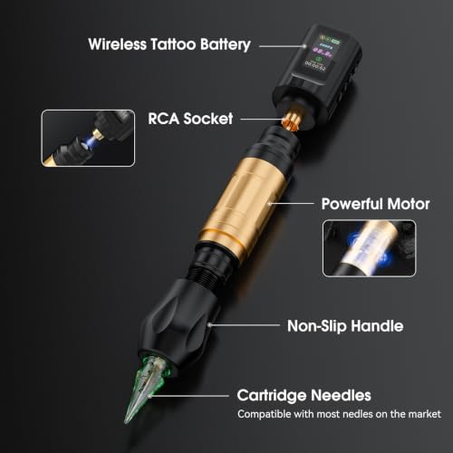 Cordless Wireless Tattoo Gun Kit for Beginners with Needles and Black Ink - Image 3