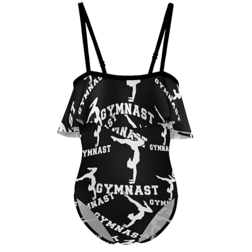 Gymnast Gymnastics Silhouette Printed Girls' One Piece Swimsuit Cute Beach Swimwear Quick Dry Bathing Suit