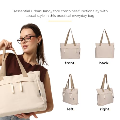 Image of Tressential Canvas Tote Bag, HandBag for Women, Multi-Pocket Design, Casual Style for Office & College