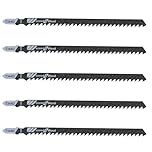 5PCS Jigsaw Blades Wood T Shank Jigsaw Blades T344d 6 Inch Long Jigsaw-Blade High Carbon Steel Jig Saw Blade Assorted Replacement Jigsaw-Blade for Cutting Wood Metal Hardwood Pvc Plastic