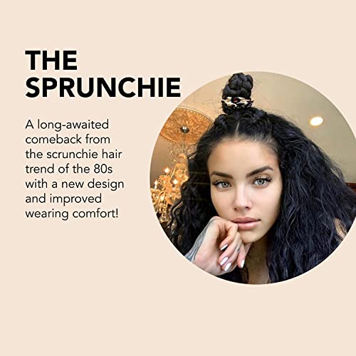 invisibobble Sprunchie Spiral Hair Ring - True Black and Purrfection- 2 Pack- Scrunchie Stylish Bracelet, Strong Elastic Grip Coil Accessories for Women - Gentle for Girls Teens and Thick Hair