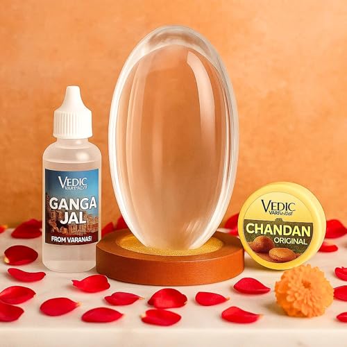 Image of Certified Sphatik Lingam | AAA Grade Clear Quartz Crystal Spatika Shivling | with Pure Ganga Jal & Chandan | Ideal for Puja, Meditation & Maha Shivratri (10-20 Gram)