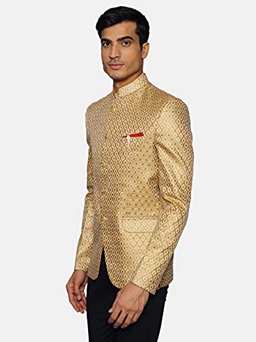 Image of WINTAGE Men's Banarasi Rayon Cotton Green Bandhgala