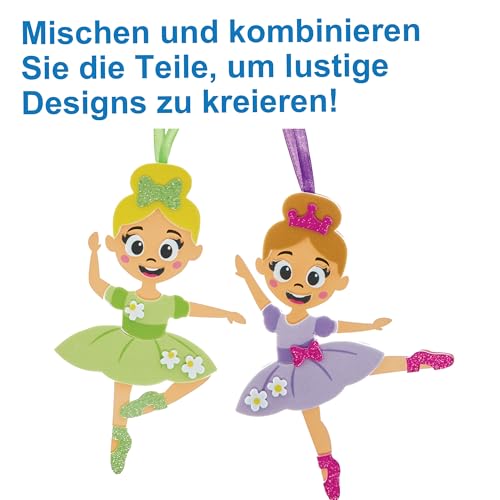 Baker Ross FN548 Ballerina Mix & Match Dekorationssets – 8er-Pack, Schaumstoff-Bastelsets für Kinder