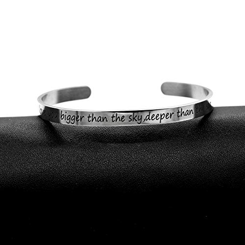 Image of Uloveido Stainless Steel Inspirational Bracelets for Women Engraved Personalized Mantra Initial Motivational Cuff Bangle Y460