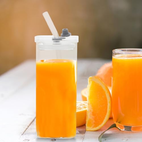 Vasos Cuadrados de Transparente con Tapa Juego de 3 de 350 Ml para Bebidas 6