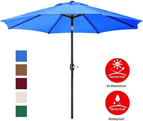 UHINOOS 9 ft Patio Umbrella,Outdoor Umbrella with Crank and 8 Ribs, Polyester Aluminum