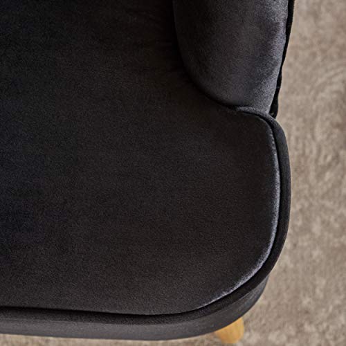 Sillón Club Moderno Terciopelo Negro miniatura 4