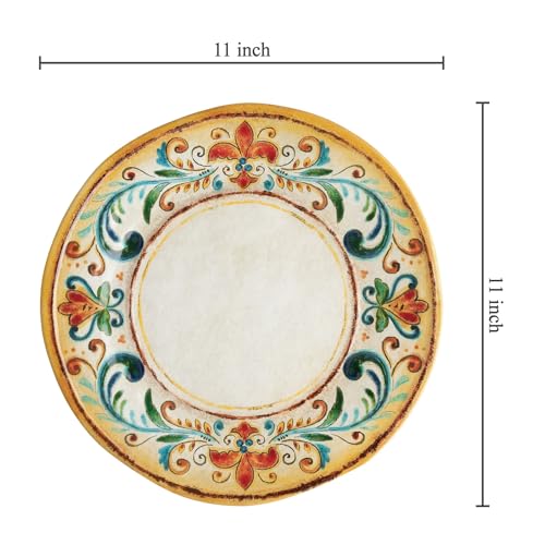 UPware-Melamine-Dinner-Plate-Set-of-6-BPA-Free-Dishwasher-Safe-Round-Plates-Dinner-Dishes-for-Main-course-Pasta-and-Salad-11-Inch-Dinner-Plates-Tuscany UPware Melamine Dinner Plate Set of 6 BPA Free Dishwasher Safe Round Plates Dinner Dishes for Main course Pasta and Salad 11 Inch Dinner Plates Tuscany