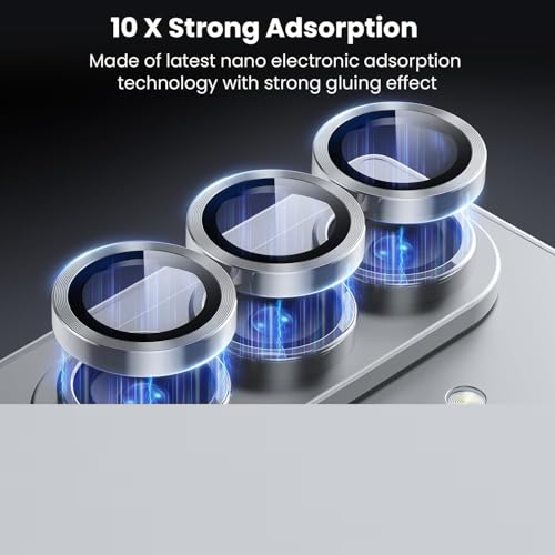 Image of Skinomi Camera Lens Protector Compatible with Samsung Galaxy Z Fold 7 [Anti-Scratch] Premium Tempered Glass Film Aluminum Alloy Lens Ring Cover- Silver Titanium