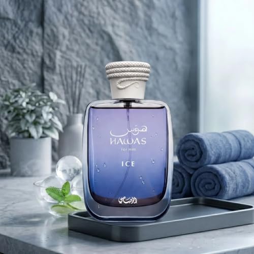 Image of RASASI Hawas Ice For Men 3 Piece Gift Set Eau De Parfum Spray 100ML (3.4 Oz), 10ml (0.33 Oz) Travel Spray & Shower Gel 60ml (2.0 Oz)