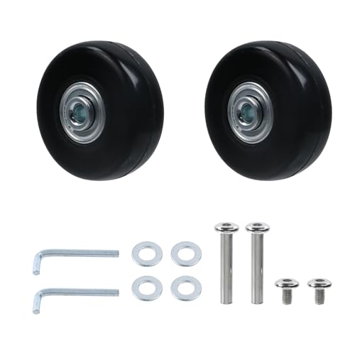 2 Pcs Black 50mm x 17mm Luggage Suitcase Replacement Wheels, Rubber Directional Casters, Rubber Swivel Caster Wheels Bearings Repair Kits, A Set of 2