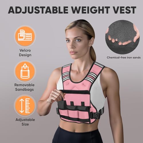 Image of APEXUP Adjustable Weighted Vest, 4-10lb /12-18lb /20-32lb Vest with 6 Ironsand Weights and Large Pocket, Weight Vest for Men Women Strength Training, Running, Walking