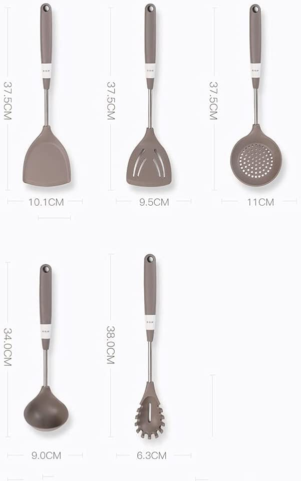 Küchenutensilien Set, Küchenhelfer Set, Grau Kochen Geschirr Werkzeug Silikon Utensilien Set Multifunktionsgriff Antihaft-Spachtel Schöpfkelle Schneebesen Schaufel