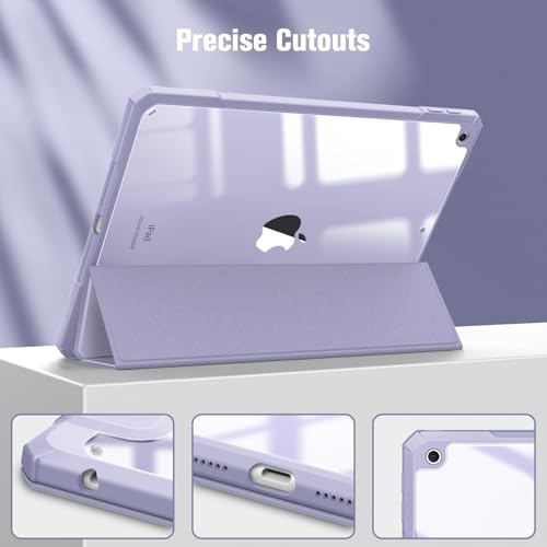 FINTIE Hybrid Case Compatible with iPad 9th / 8th / 7th Generation (2021/2020/2019) 10.2 inch - Shockproof Cover with Clear Back Shell w/Pencil Holder, Auto Wake/Sleep, Lilac Purple - Image 8
