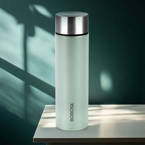 Image of Borosil 1000 ml Hydra Coolsip Mint Stainless Steel Water Bottle | ISI Certified, Made in India | Single Wall, Leakproof| Bottle for Office, School, College & Gym | 1 Year Warranty