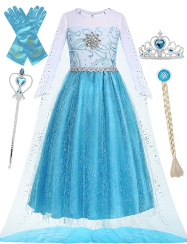 Vestido azul princesa para niñas disfraz completo