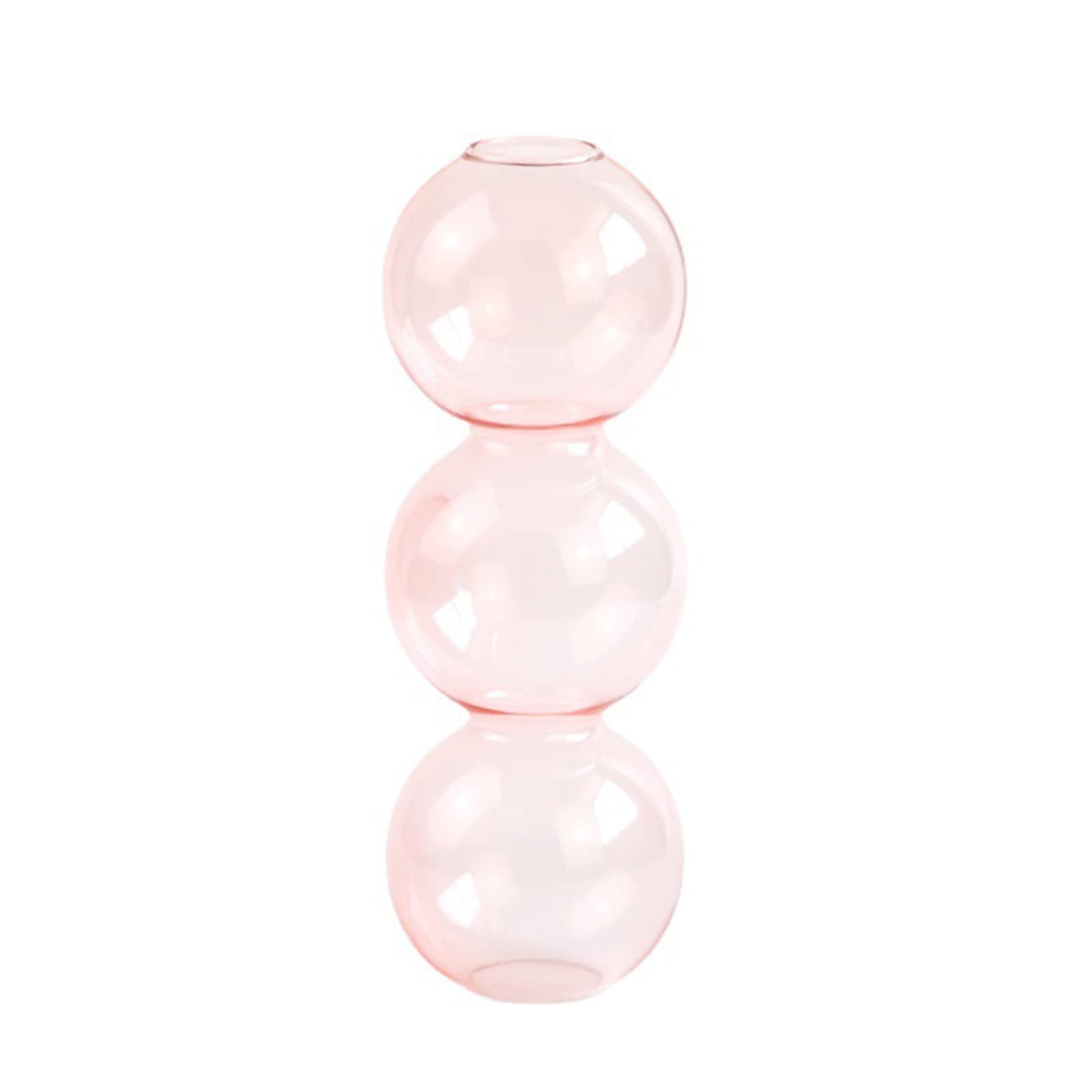 Pcscevcr Hydroponic Flower Vase, Clear Glass Bubble 3 Balls Vase, Modern Decorative Bud Vase, for Weddings Party Home Office Tabletop Centerpiece (Pink)