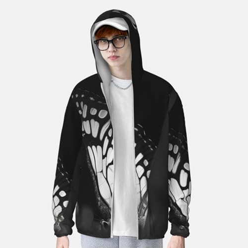 Sun Protection Hoodie Black and white wings Jacket Lightweight Long Sleeve Sun Shirts miniatura 2
