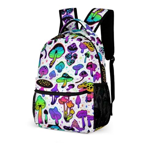 Mushroom Backpack for Kids Girls Boys School, 16 Inches Cute Mushroom Theme Bookbag, Adjustable, Lightweight, Large Capacity, Colorful2