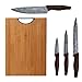 BERGNER PK2901 Schneide: Bambusbrett und Set mit 4 Messern, Edelstahl, Holz