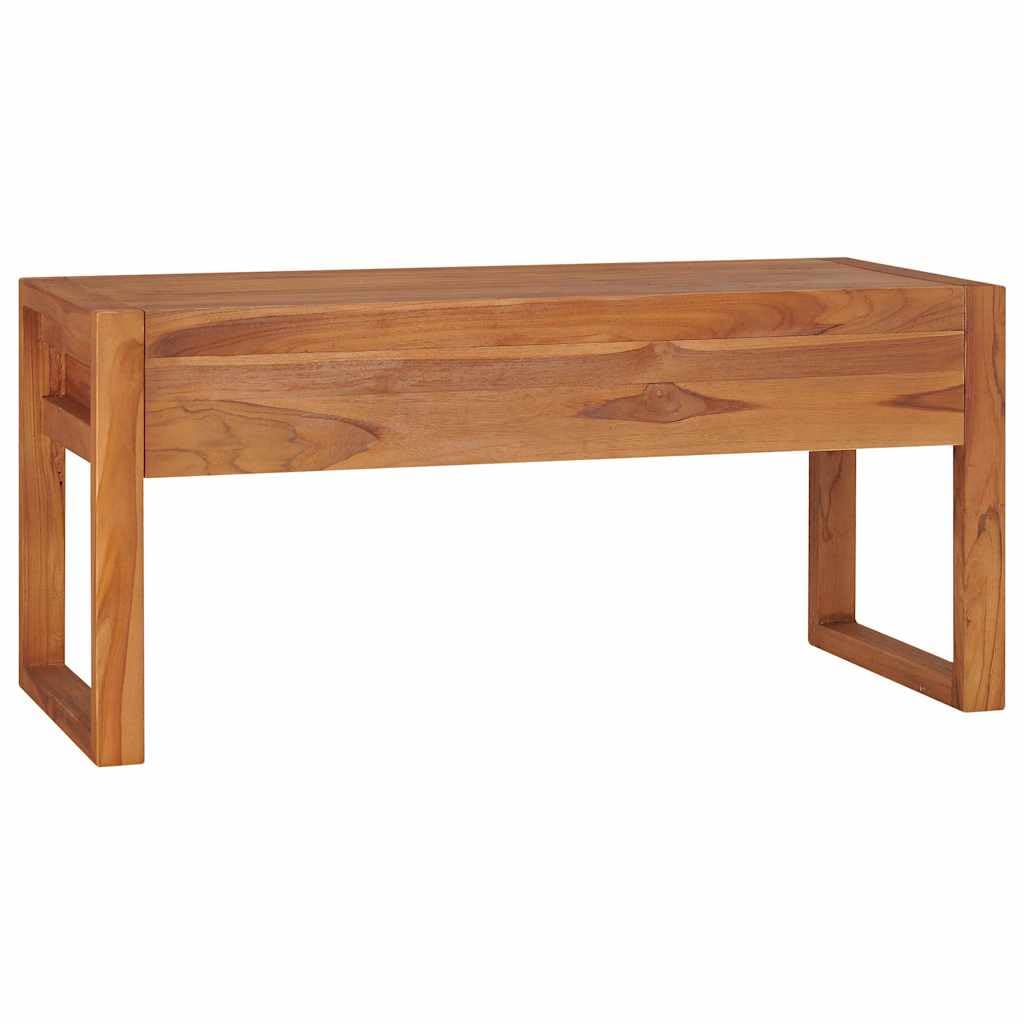 Szafka pod telewizor z drewna tekowego, 100 x 40 x 45 cm, z 2 szufladami, wytrzymała drewniana szafka do salonu, schowek, komoda z półką, uniwersalny mebel do kina domowego, naturalny rysunek