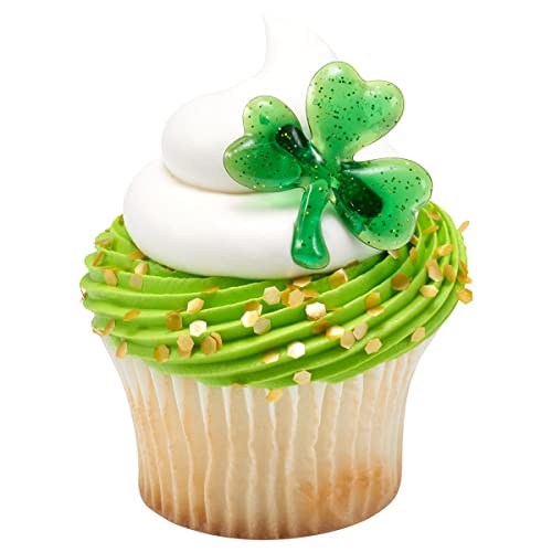 Oasis Supply, St. Patrick's Day Cupcake Topper, Shamrock Glitter Rings, 24 Count #TOP3