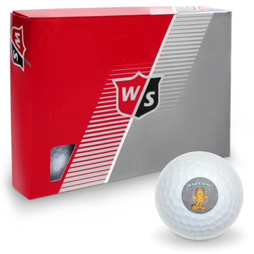 Garfield Who Cares? Wilson Golf Balls 12 Pack, Regulation Size Full Color Premium Golf Balls