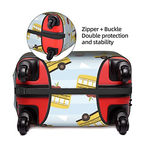 Back To School Bus Travel Luggage Cover Fits 18-32 Inch Luggage, Elastic Suitcase Cover Protector with Concealed Zipper for Wheeled Suitcase Tsa Approved4