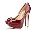 onlymakerheels Platform Stiletto Open Peep Round Toe High Heels Burbundy Size7