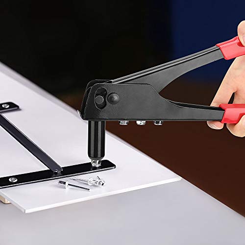 LIGNSFIRE Rivet Gun Kit, Professional German Style Hand Riveter with 60pcs Metal Rivets for Automotive, Railway, Furniture, Instrument