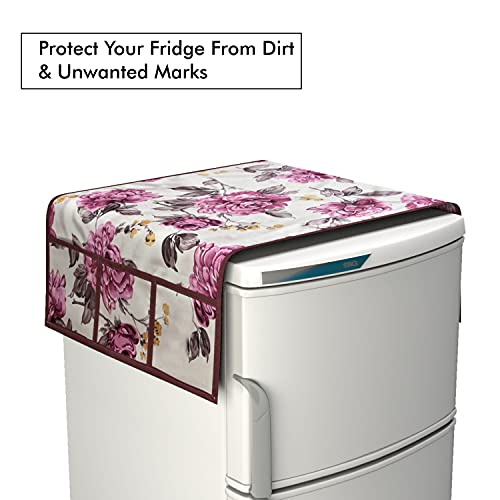 Image of Yellow Weaves Combo of Exclusive Decorative Fridge Top Cover, + 4 Fridge Mats (Multi Color, 5 Piece Set)