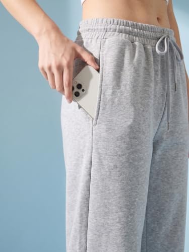 Image of BLINKIN Women's Wide Leg Track Pants | High Waist Cotton Lowers with Side Pockets | Full Length Activewear for Gym, Yoga, Workout & Dance (trk-519)