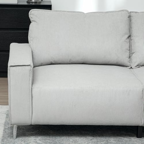 HOMCOM Modern 3 Seater Sofa with Spring Cushion, 193cm Fabric Sofa Couch with Back Pillows, Upholstered Corduroy Settee for Living Room, Bedroom, Home Office, Light Grey - Image 8