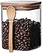 Grande barattolo in vetro con coperchio in bambù e cucchiaio, dispenser ermetico per cereali, lattine sigillate, contenitori per caffè, spezie, zucchero, farina, sale, pepe, 800 ml