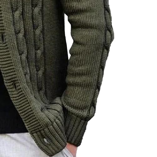 Mens Shawl Collar Cardigan Sweaters Long Sleeve Button Down Cable Knitted Sweater Slim Fit Casual Knitwear4