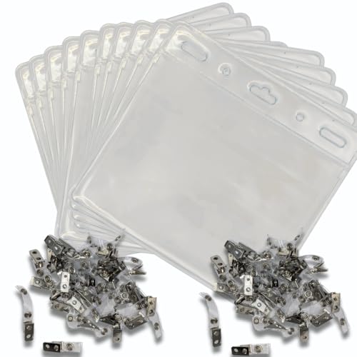 Porte-badge d'événement A7 horizontal OfficeGear avec clip de revers pour carte d'identité
