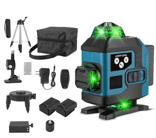 レーザー墨出し器 16ライン 遠隔制御 レーザーレベル グリーン 回転レーザー線 360°大矩照射 微調 IP54防塵防水 墨出し機 自動水平補正 高輝度レーザー【+三脚立て】