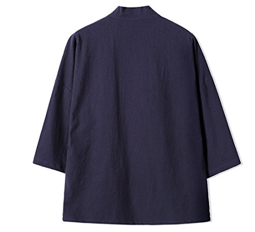 Hzcx Fashion Men's Cotton Blends Linen Open Front Cardigan Kimono Jackets Qt4018-M708-60-Na-Us Xl(46) Tag 5Xl #TOP3