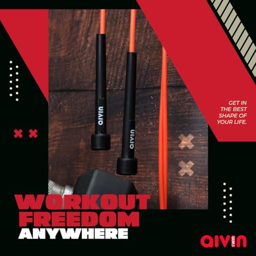 Image of Aivin Trend Lightweight Mat PVC Jump Rope for Fitness & Exercise with Plastic Handles Tangle-Free Skipping Rope for Gym, Cardio & Endurance Training Jumping Rope for Men & Women (Orange)