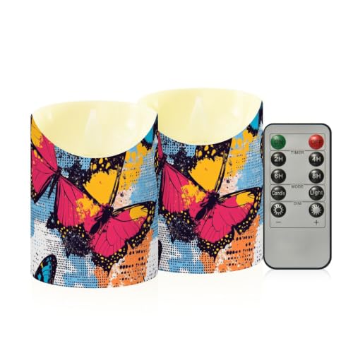Velas sin llama de mariposas con temporizador LED a pilas para mesa