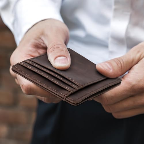 Slim Wallet for Men, Minimalist Front Pocket RFID Blocking Wallet, Dark Brown2