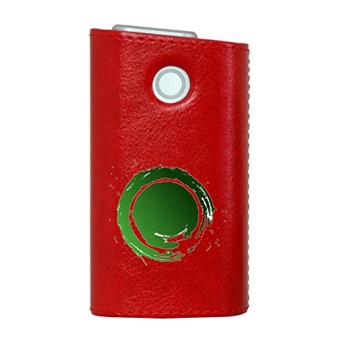 glo グロー グロウ 専用 レザーケース レザーカバー タバコ ケース カバー 合皮 ハードケース カバー 収納 デザイン 革 皮 RED レッド ユニーク インク ペンキ 緑 グリーン 008411